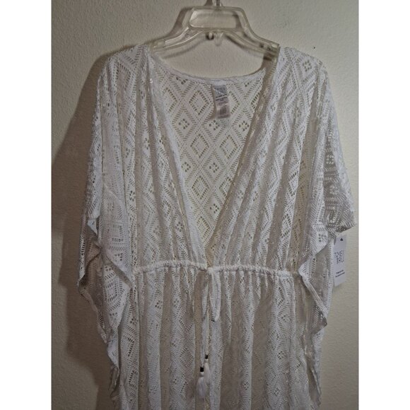 NWT Time & Tru Lace Coverup Boho Knit Long Cardigan White Size 1X (16W/18W) - Picture 2 of 8